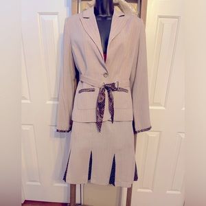 Tailored Dress Suit with detailed belt, trim and pleats. Perfect for work!